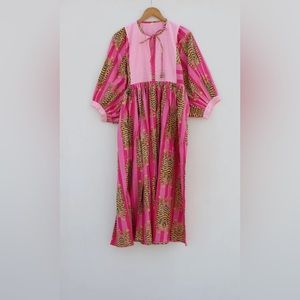 Pink stripes Tiger Midi Dress